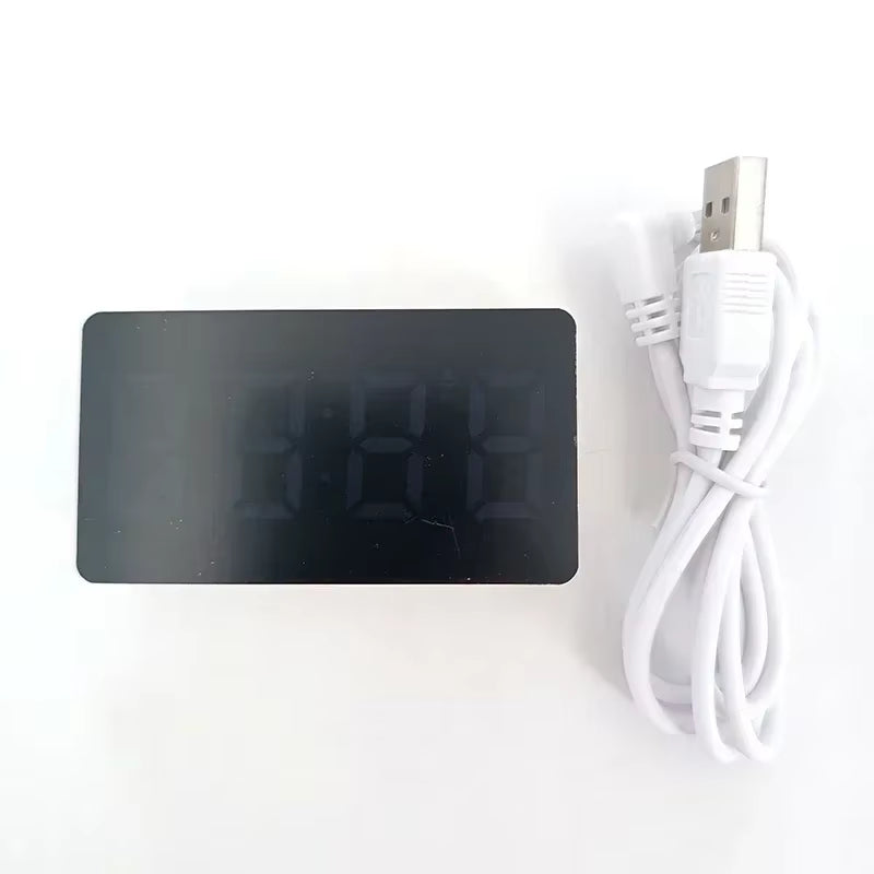 Mirror Table Clock Multifunctional Digital Alarm Snooze Display Time Night LED Light Desk Desktop Home Decor Gifts for Children